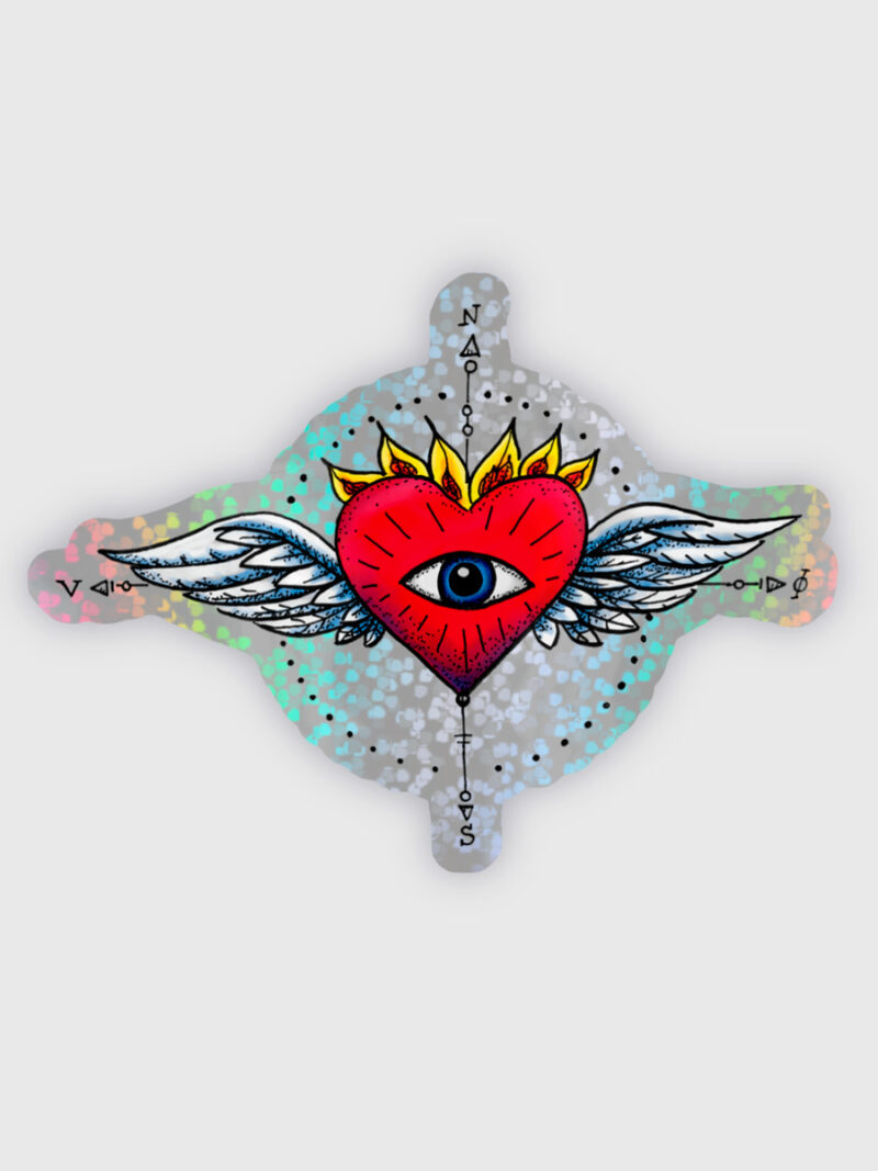 Klistermærke | hjerte som kompas